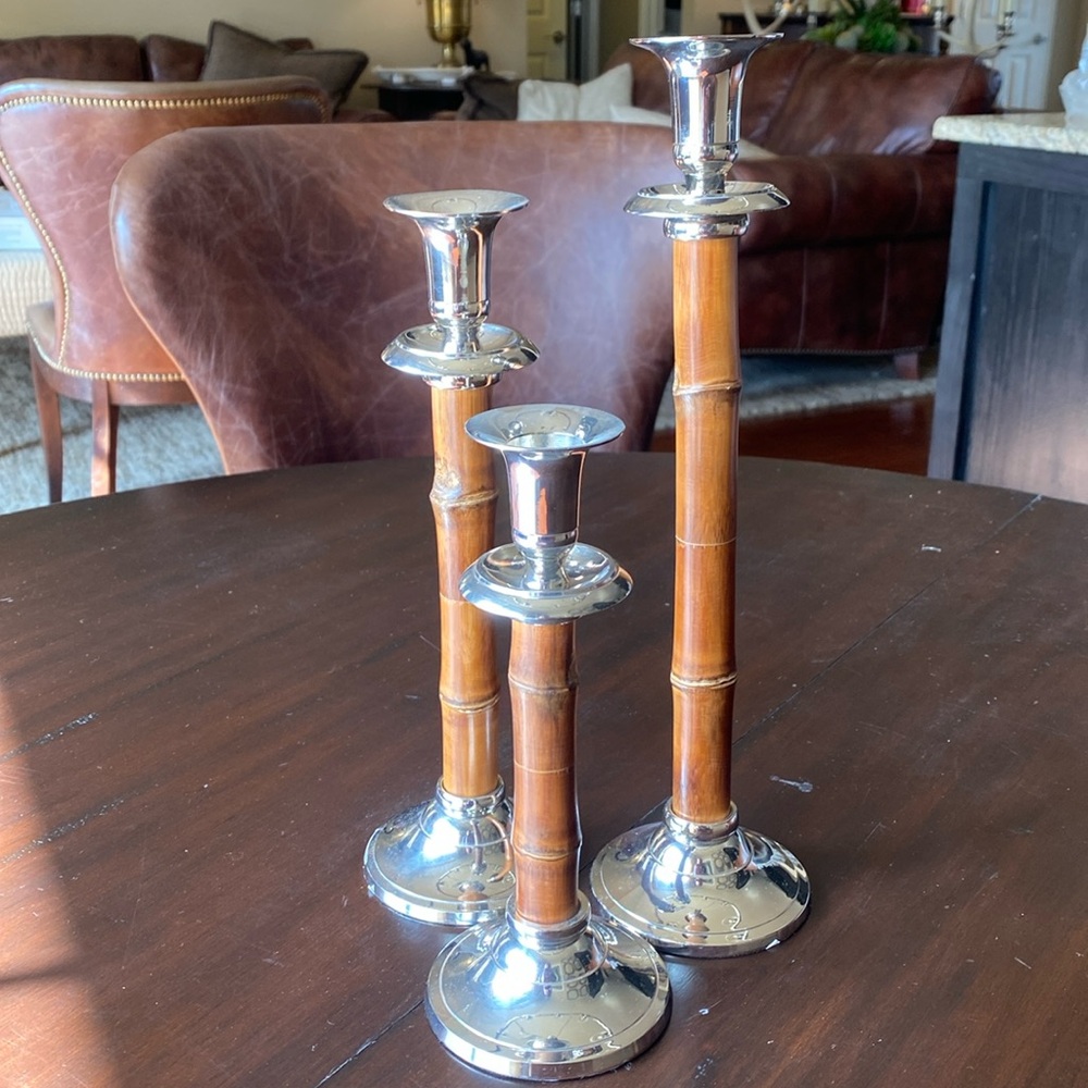 Williams Sonoma Bamboo Candlestick Holders